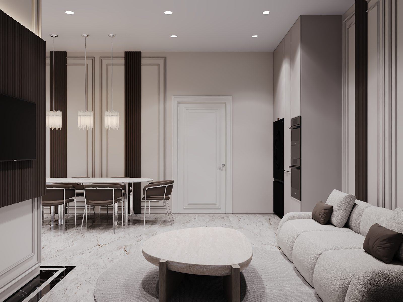 Квартира 197,9 м² — неоклассика — Кухня. Вид интерьера 5