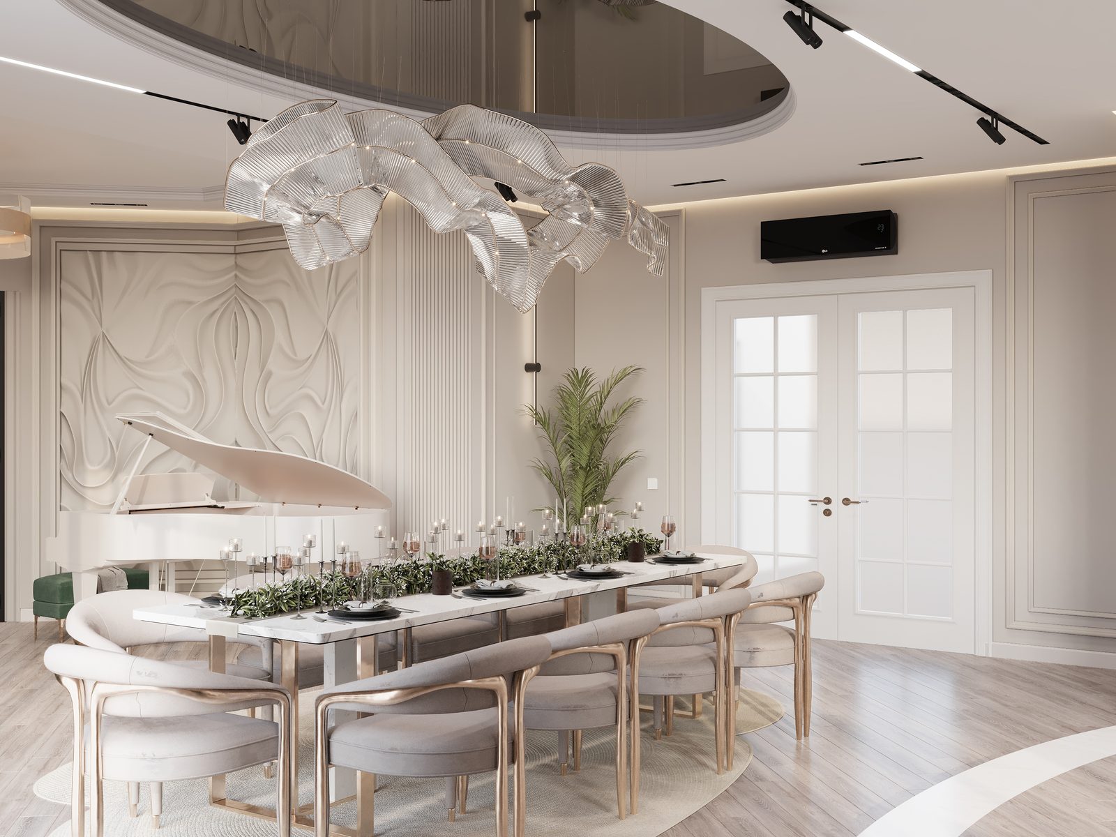 334 m² mənzil layihəsi — Neoklassika — Zal. İnteryer görüntüsü 3