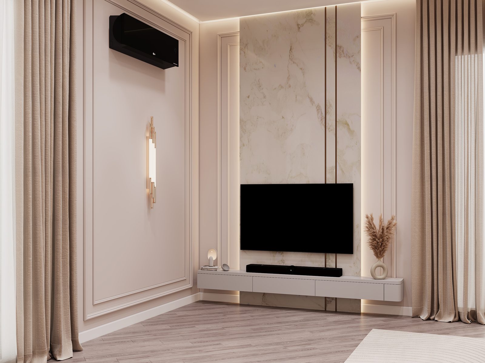 334 m² mənzil layihəsi — Neoklassika — Əsas yataq otağı. İnteryer görüntüsü 9