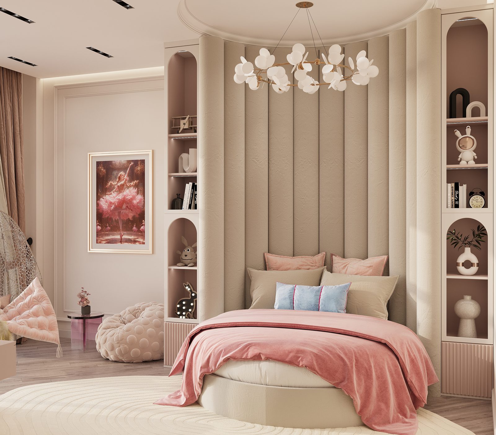 334 m² mənzil layihəsi — Neoklassika — Qız otağı. İnteryer görüntüsü 10