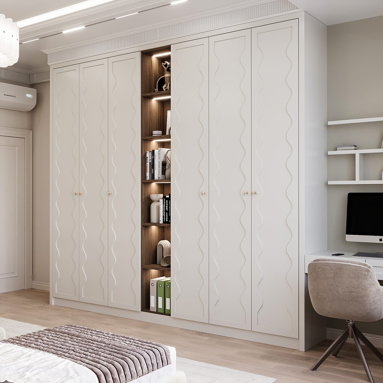 Apartment at Mirvari Residence — neoclassical interior — Master bedroom. Interior view 10