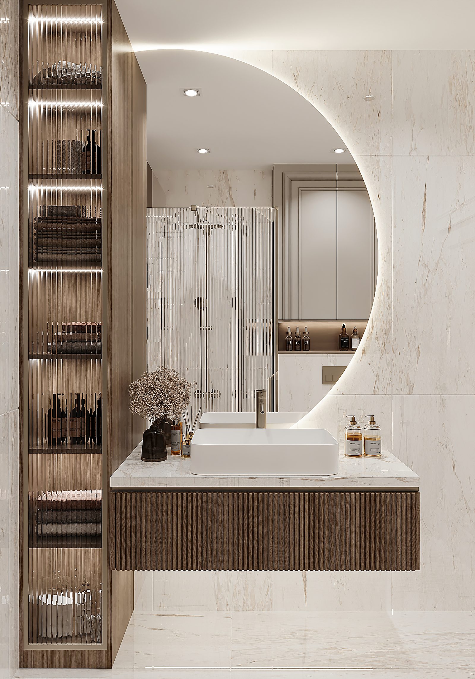 Apartment at Mirvari Residence — neoclassical interior — Bathroom. Interior view 13