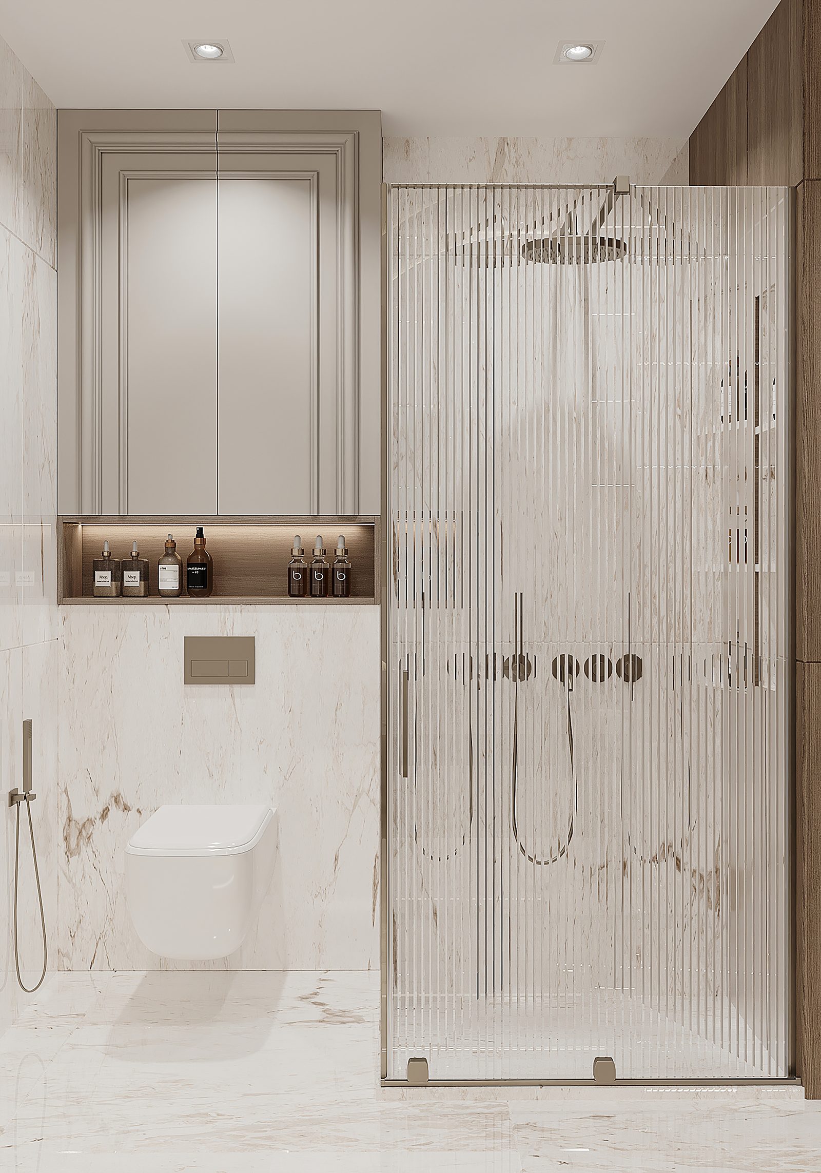 Apartment at Mirvari Residence — neoclassical interior — Bathroom. Interior view 14