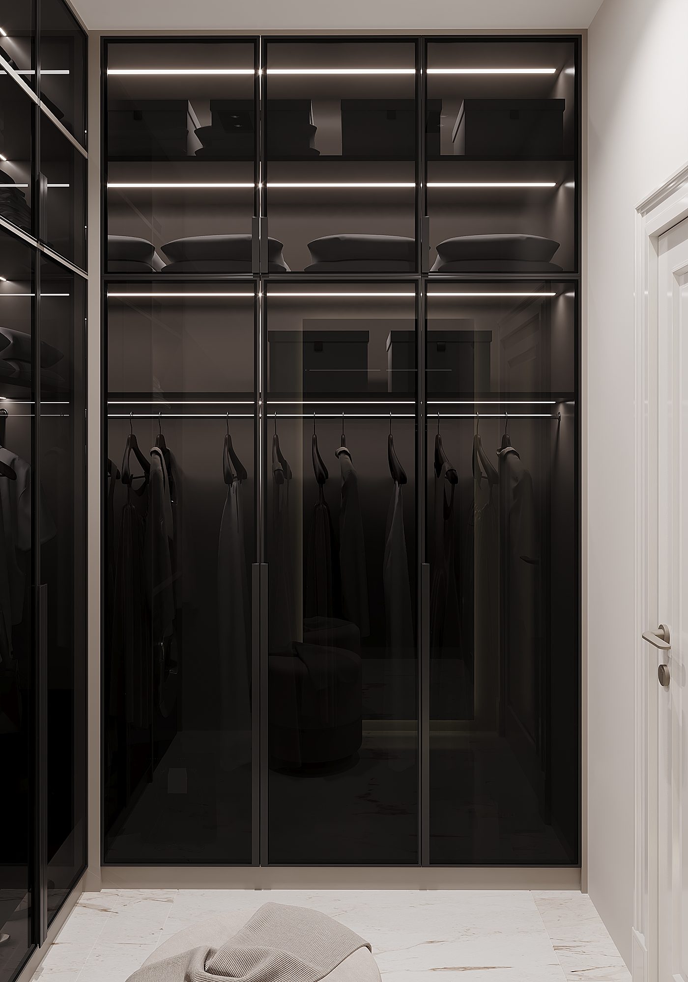 Apartment at Mirvari Residence — neoclassical interior — Laundry room. Interior view 15