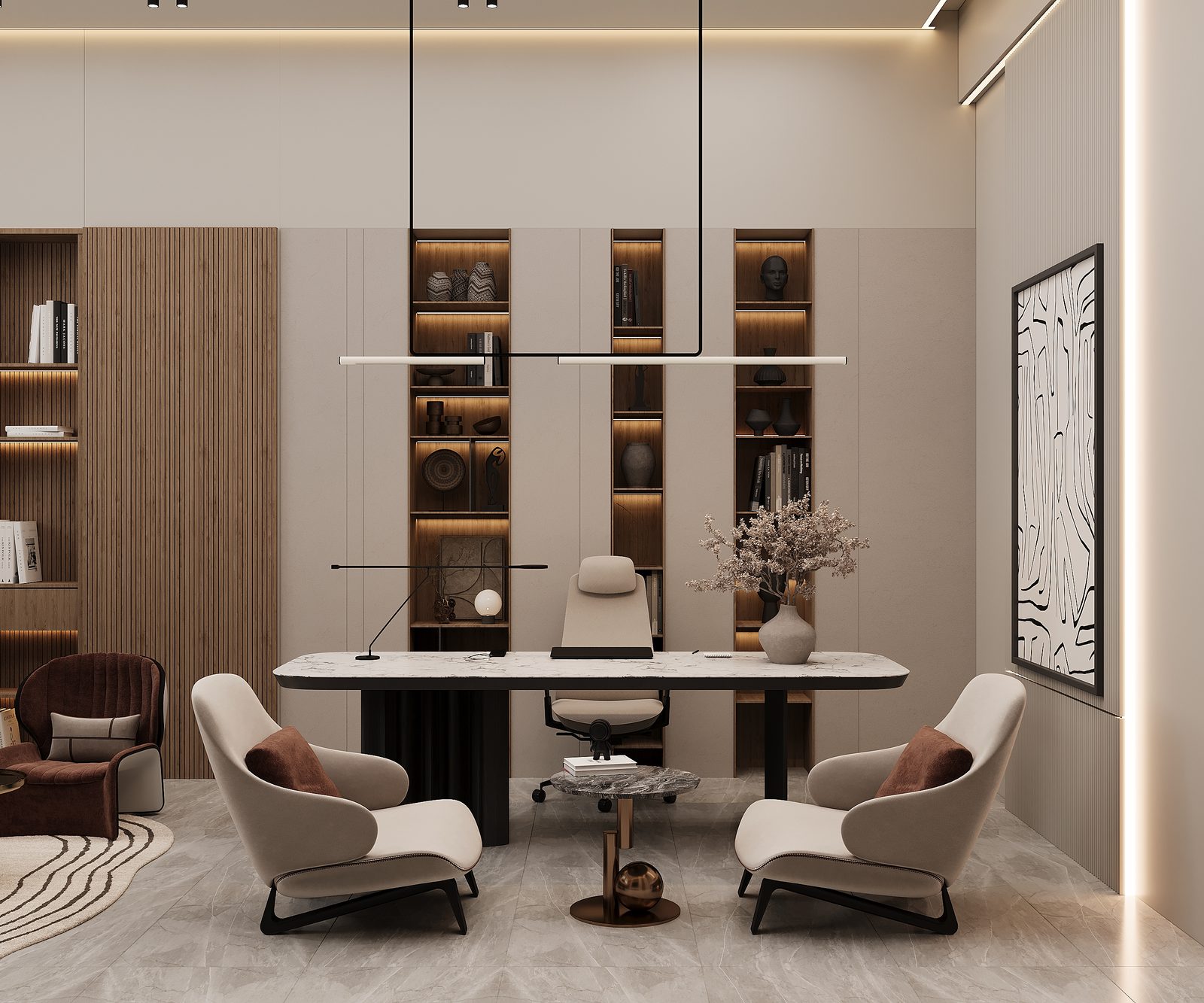 Office interior project — Study. Interior view 10
